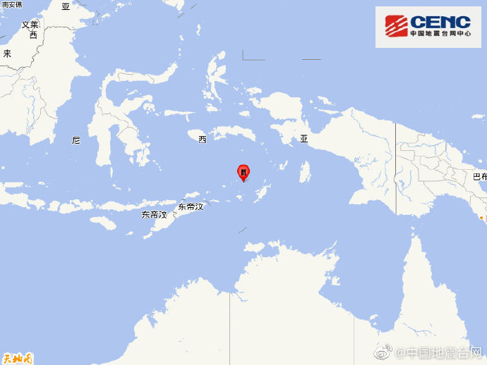 印尼班达海发生7.2级地震 震源深度110公里
