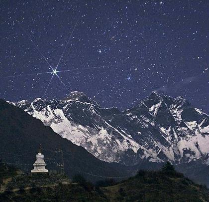 moonlight night sky. In a moonlit night of Nepal