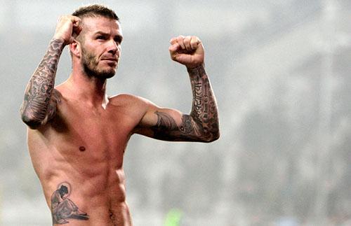 David Beckham Tattoo On Neck