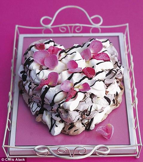 Chocolate Valentine meringue with rose cream