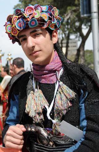 A Turkish man dresses in traditional Ottoman costumes celebrates the Mesir 