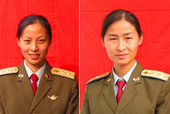 One of the two female astronauts, Liu Yang(L) and Wang Yaping (R), from the Wuhan Flight Unit, will join Shenzhou-9 manned spacecraft docking mission with Tiangong-1 spacecraft in mid-June. They are selected as members of the first batch of female astronauts in China because of their excellent flight skills and psychological quality.