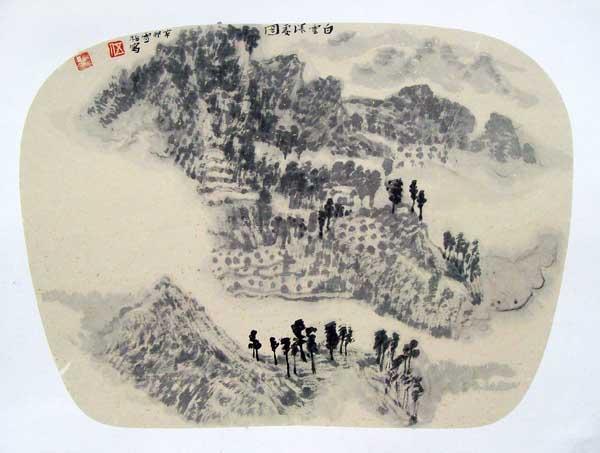 伍雪梅山水画作品—桂林龙胜老鸦寨子写生系列