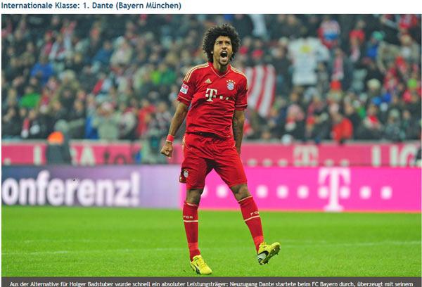 德甲半程中卫排名:丹特强势居首 多特双星入选