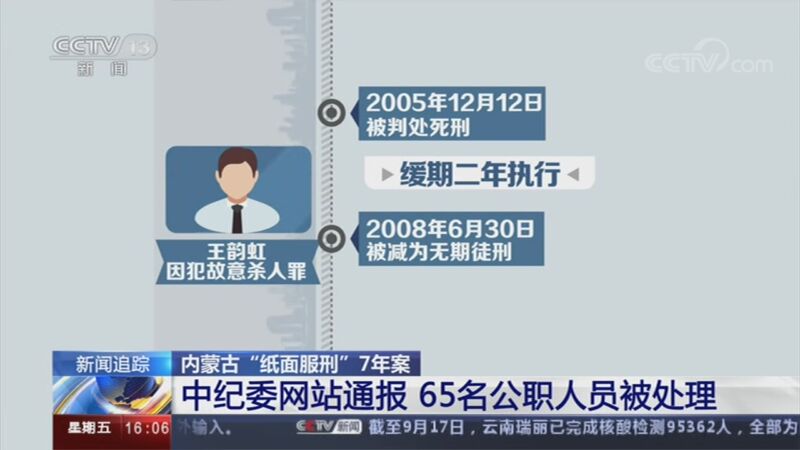 [新闻直播间]新闻追踪 内蒙古“纸面服刑”7年案 中纪委网站通报 65名公职人员被处理_CCTV节目官网-CCTV-13_央视网(cctv.com)