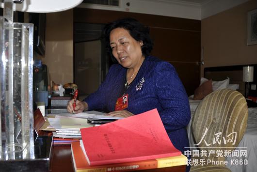 十八大代表，北京市委委员，北京市妇联党组书记、主席赵津芳 （人民网记者罗旭 摄）