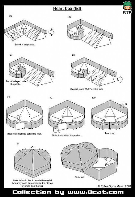 纸盒折法:简单的纸盒和漂亮的心形纸盒折法(第