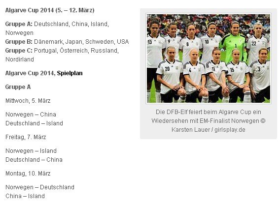 2014阿尔加夫杯分组出炉 中国女足遇德国挪威
