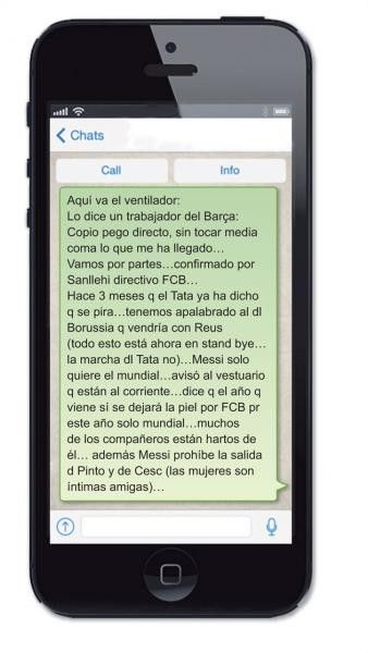 一条来自巴萨内部的短信在西班牙足球界引起了强烈反响