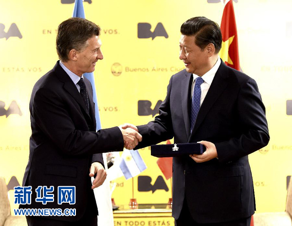 El presidente chino visita una granja en Argentina y recibe la llave de la ciudad de Buenos Aires