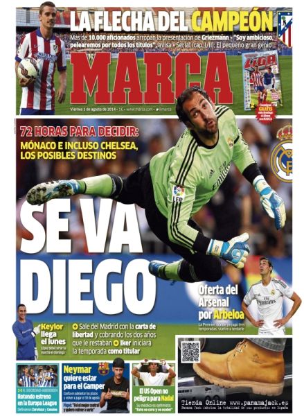周五《马卡报》封面：迭戈-洛佩斯即将走人