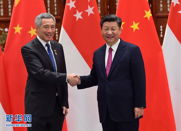 9月2日，国家主席习近平在杭州会见新加坡总理李显龙。