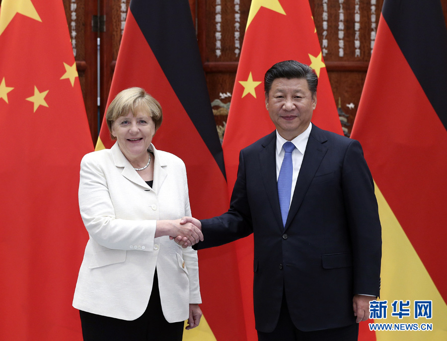 9月5日，国家主席习近平在杭州会见来华出席二十国集团领导人峰会的德国总理默克尔。
