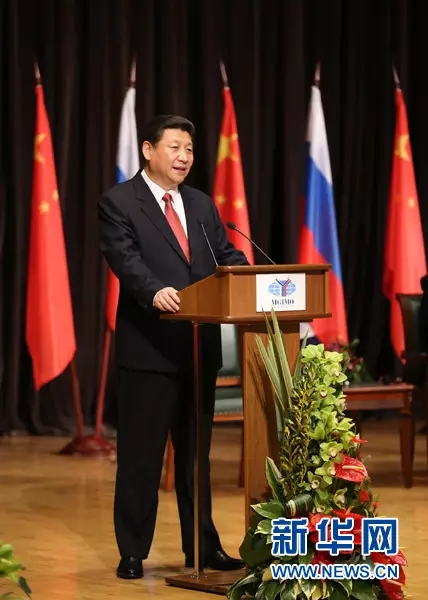 　2013年3月23日，习近平在莫斯科国际关系学院发表演讲。新华社记者 丁林 摄