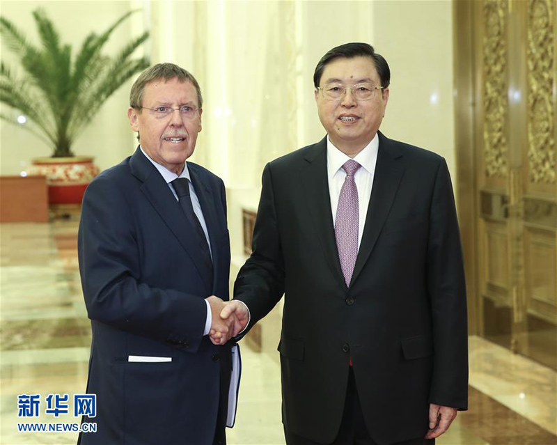 12月5日，全国人大常委会委员长张德江在北京人民大会堂与比利时联邦众议长布拉克举行会谈。 
