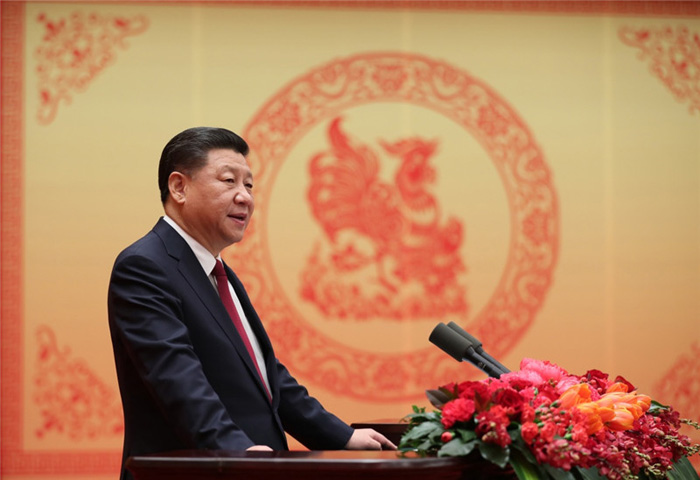 1月26日，中共中央、国务院在北京人民大会堂举行2017年春节团拜会。中共中央总书记、国家主席、中央军委主席习近平发表重要讲话。