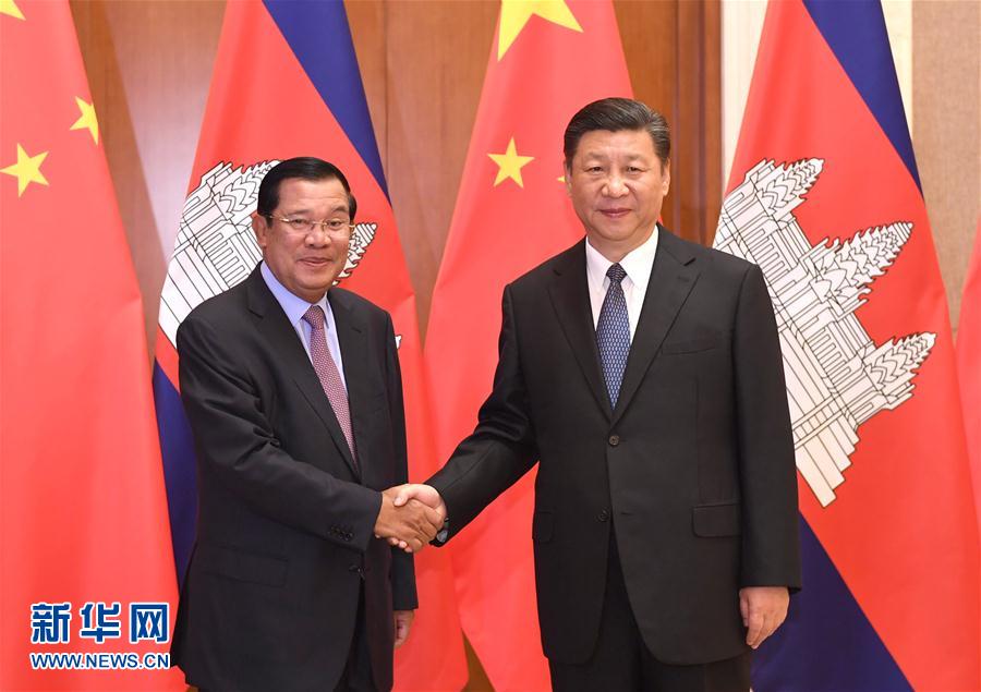 5月17日，国家主席习近平在北京钓鱼台国宾馆会见柬埔寨首相洪森。