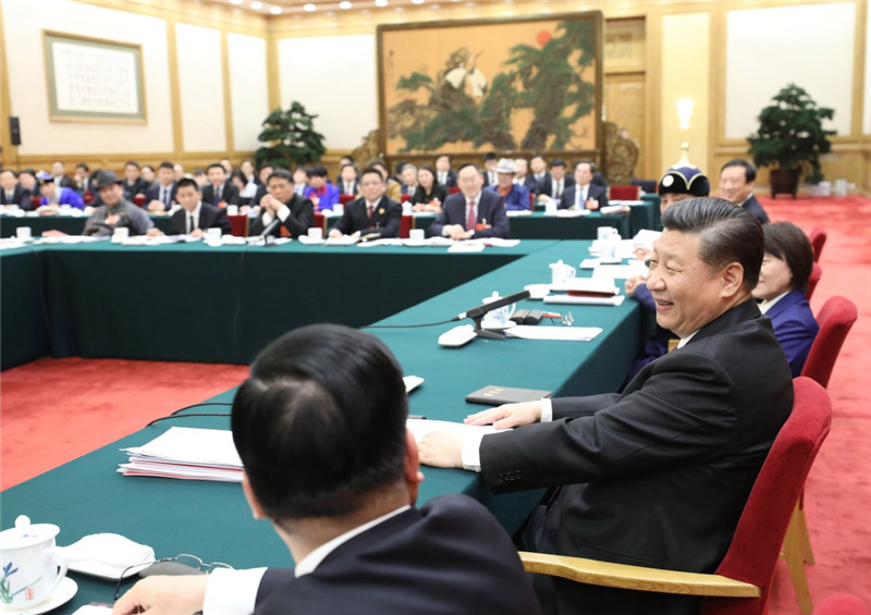 3月5日，习近平参加他所在的十三届全国人大一次会议内蒙古代表团的审议时谈到扶贫。