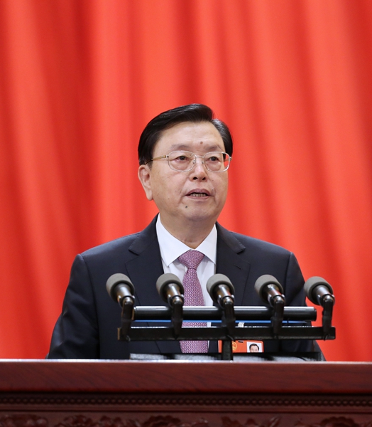 3月11日，十二届全国人大常委会委员长张德江向十三届全国人大一次会议作《全国人民代表大会常务委员会工作报告》。