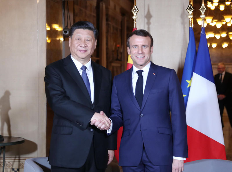3月24日，国家主席习近平在尼斯会见法国总统马克龙。