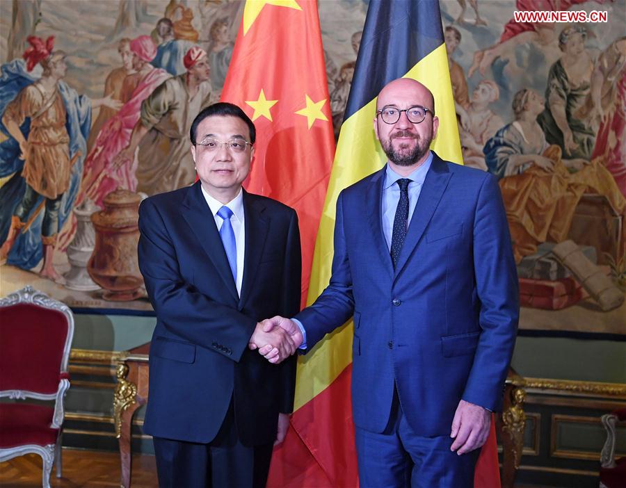 Chinese Premier Li Keqiang (L) meets with Belgian Prime Minister Charles Michel in Brussels, Belgium, April 9, 2019. (Xinhua/Zhang Ling)