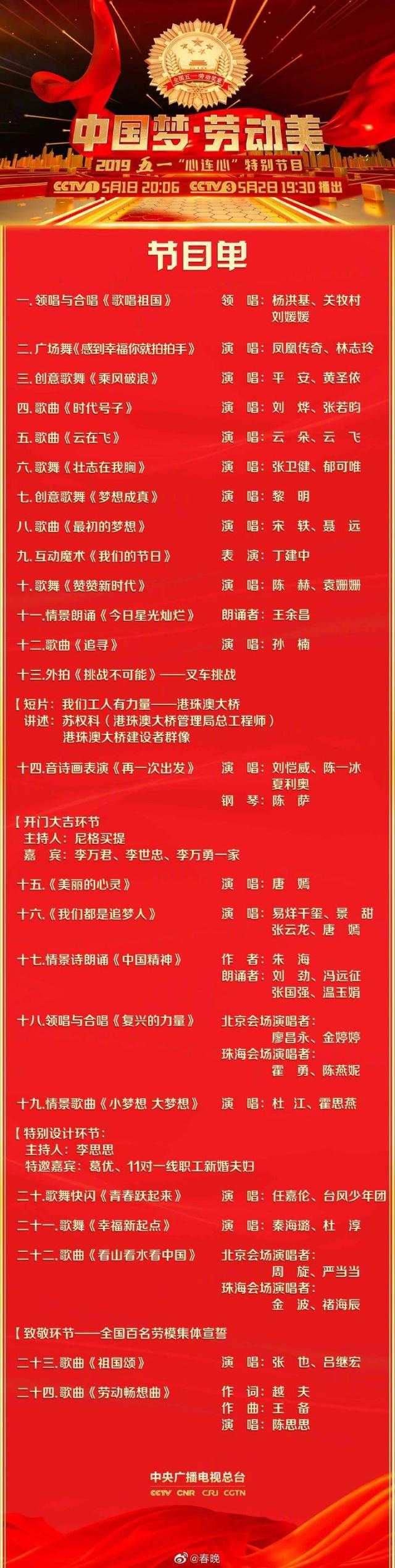 节目组有关负责人表示,整场节目以"中国梦·劳动美"为主题,围绕"