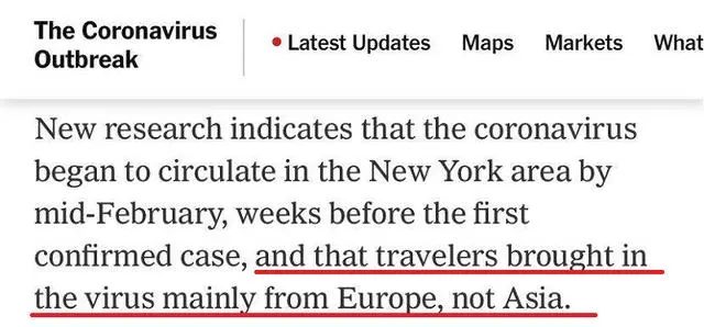 《纽约时报》：纽约地区疫情主要由来自欧洲旅行者