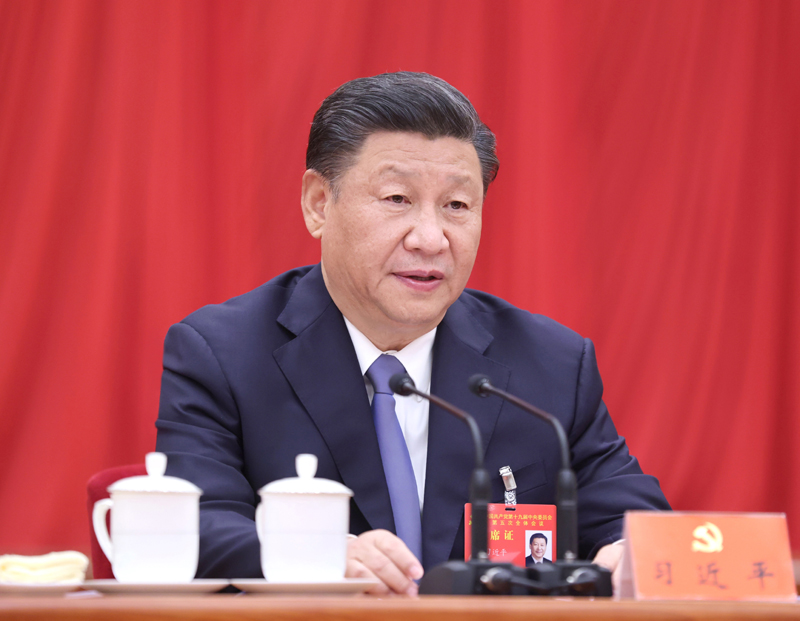 中國共產黨第十九屆中央委員會第五次全體會議，于2020年10月26日至29日在北京舉行。中央委員會總書記習近平作重要講話。新華社記者 鞠鵬 攝