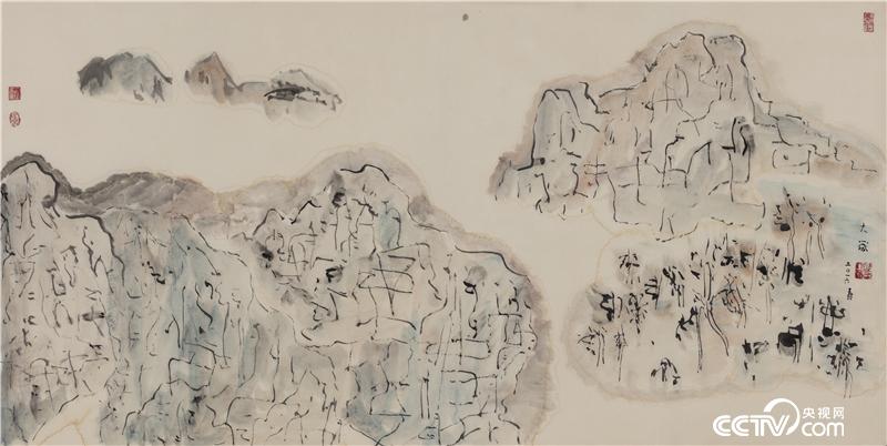 稀音，邵大箴，纸本水墨，70x137cm，2016年