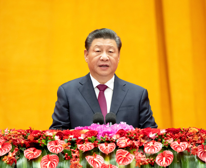 1月30日，中共中央、國務院在北京人民大會堂舉行2022年春節團拜會。中共中央總書記、國家主席、中央軍委主席習近平發表講話。新華社記者 李濤 攝