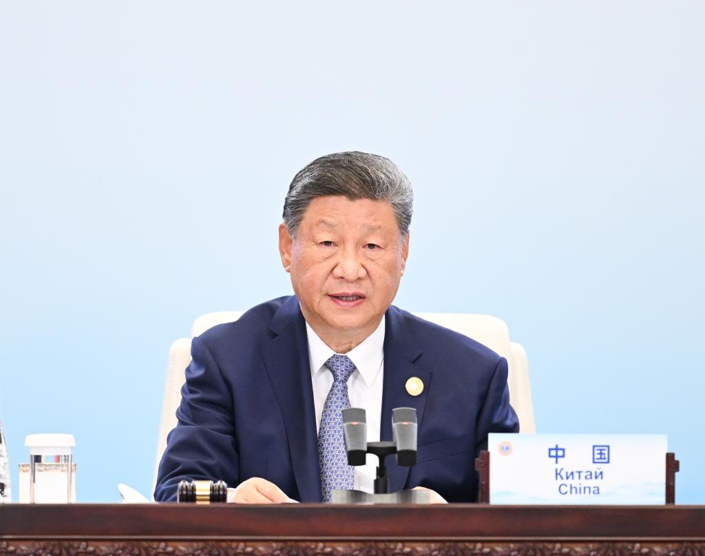 Chinese President Xi Jinping chairs the 25th Meeting of the Council of Heads of State of the Shanghai Cooperation Organization (SCO) and delivers a speech titled "Staying True to SCO Founding Mission And Ushering in a Better Future" in Tianjin, north China, Sept. 1, 2025. (Xinhua/Xie Huanchi)