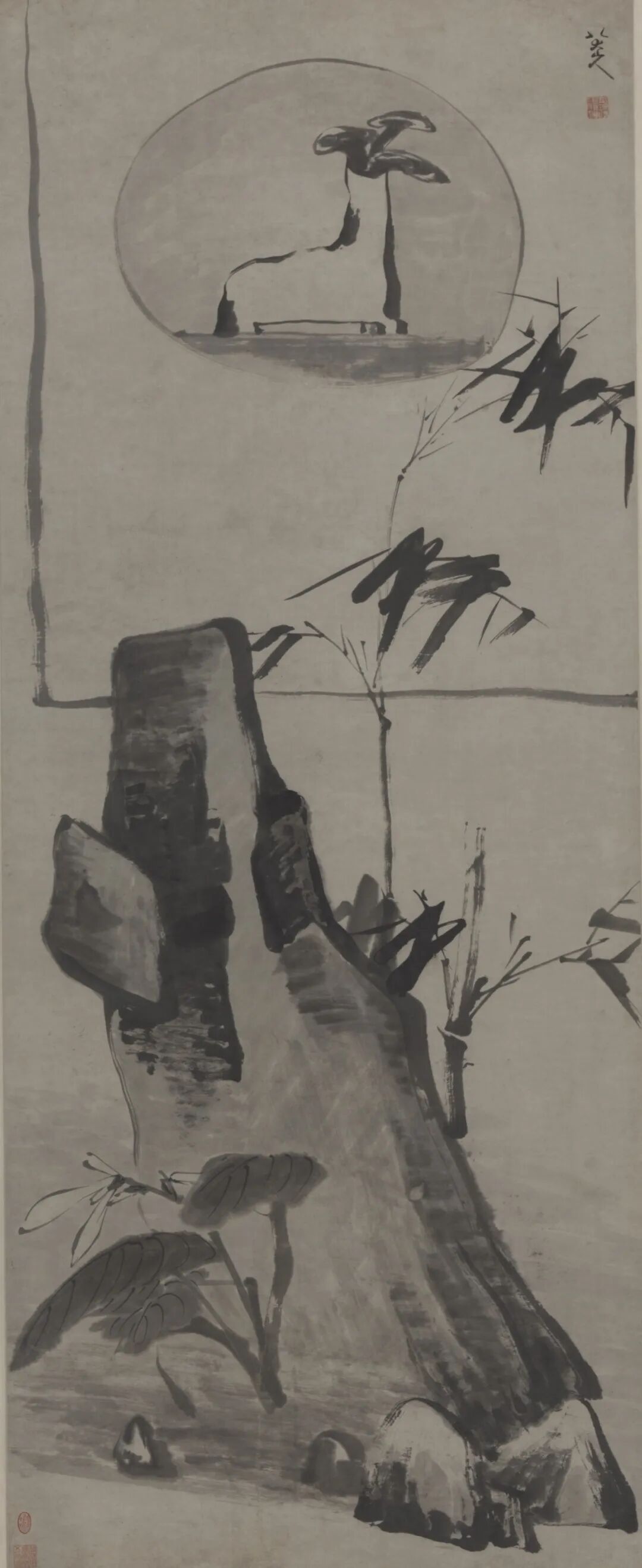 秋窗竹韵图 八大山人 中国画 159×64cm 清代 中国美术馆藏(1964年邓拓捐赠)