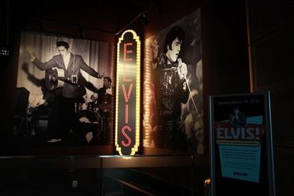 The marquee for the Newseum's upcoming Elvis exhibit is seen at the Newseum in Washington, on Tuesday, March 9, 2010. 