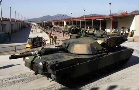 north korean army training. U.S. Army M1A1 tanks of the