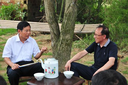 区的龙虎山镇兰车村,在村口院子里一颗老树下录制鹰潭市委书记杨宪萍