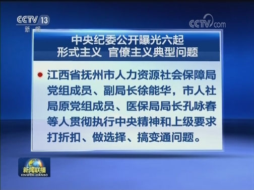 中央纪委曝光六起形式主义官僚主义典型问题