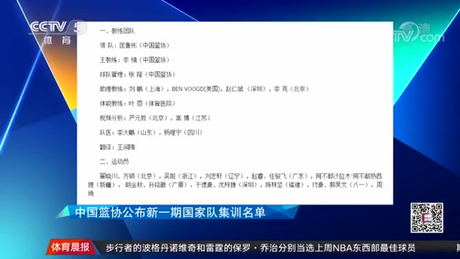 [篮球]中国篮协公布新一期国家队集训名单CCTV节目官网CCTV5央视网(cctv.com)