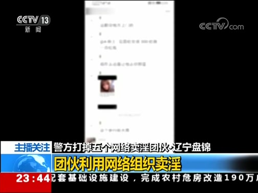 [24小时]主播关注 警方打掉五个网络卖淫团伙ⷮŠ辽宁盘锦 团伙利用网络组织卖淫CCTV节目官网CCTV13央视网(cctv.com)