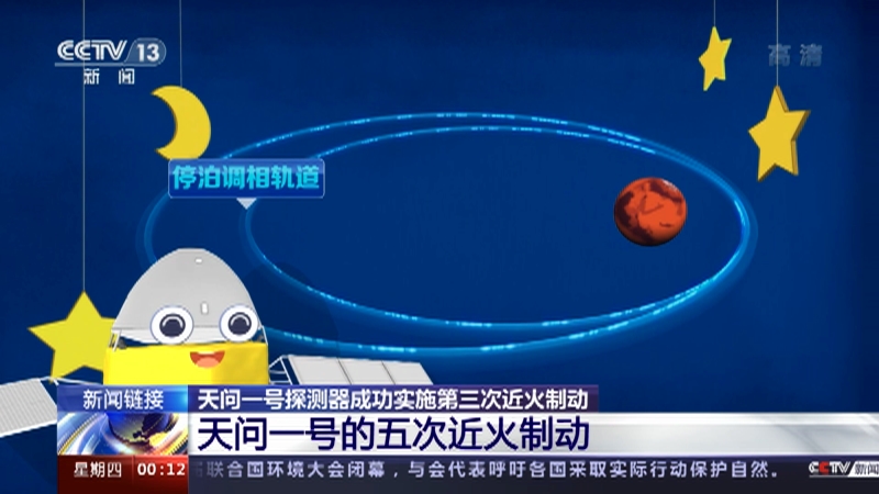 午夜新闻新闻链接天问一号探测器成功实施第三次近火制动天问一号的五