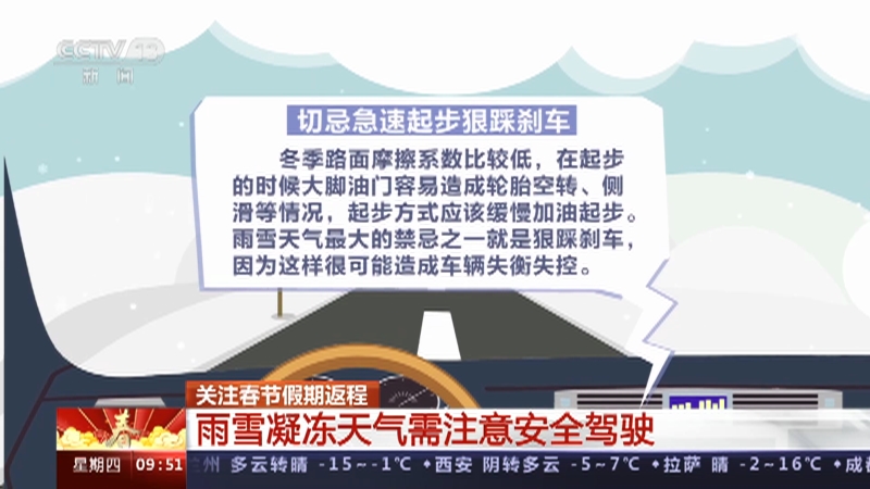 [新闻直播间]关注春节假期返程 雨雪凝冻天气需注意安全驾驶