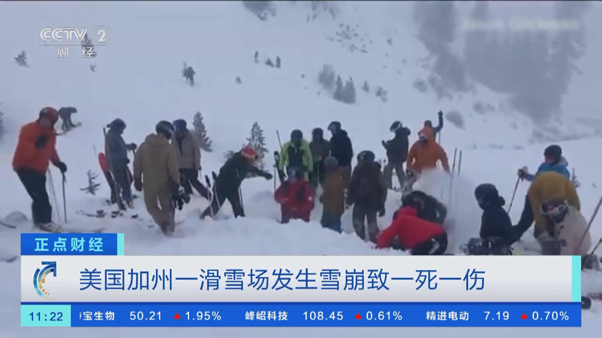 正点财经]美国加州一滑雪场发生雪崩致一死一伤