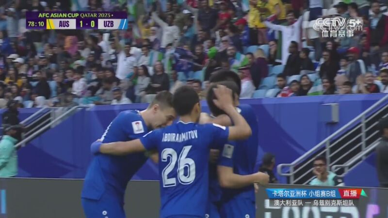 [亚洲杯]乌兹别克斯坦边路传中 图尔冈博夫头球破门