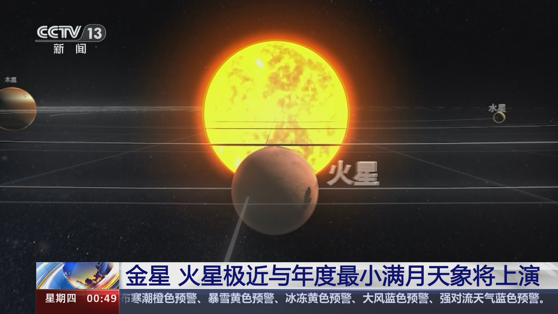 [午夜新闻]金星 火星极近与年度最小满月天象将上演