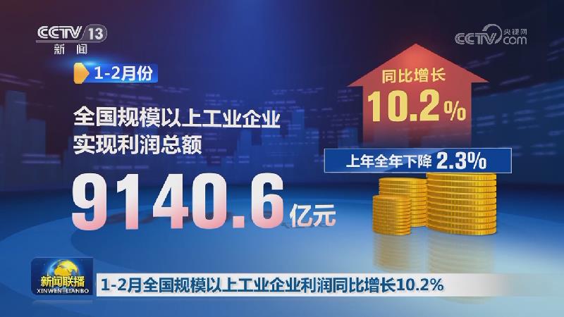 1—2月全国规模以上工业企业利润同比增长10.2%