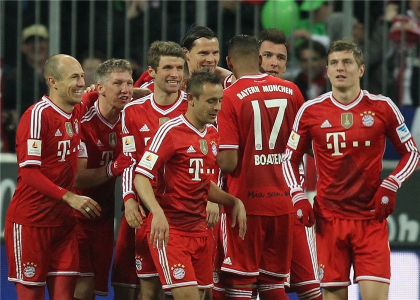 [高清组图]小猪传射曼祖破门 拜仁创50场不败