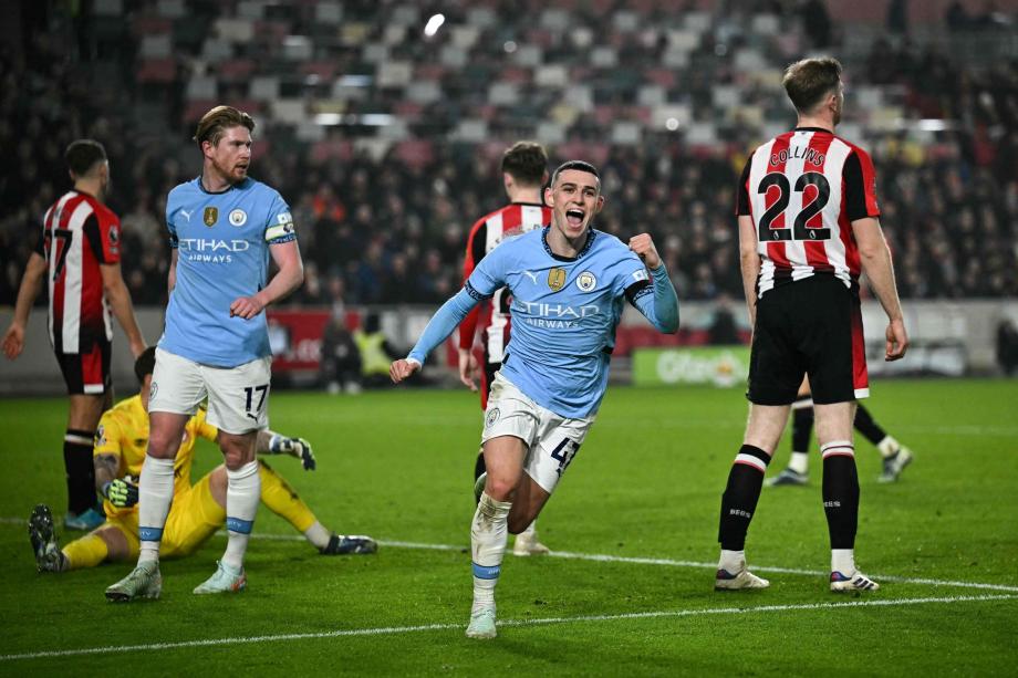 英超-福登双响 曼城连丢两球2-2遭布伦特福德绝平