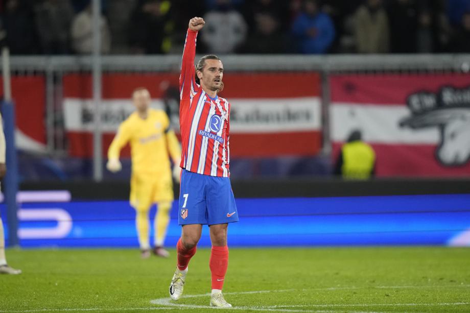 欧冠-格列兹曼双响 马竞4-1萨尔茨堡红牛进16强