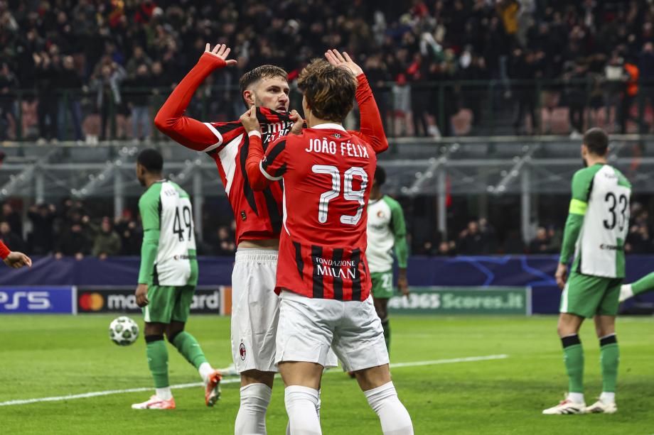 欧冠-特奥假摔红牌 10人米兰1-2费耶诺德遭淘汰