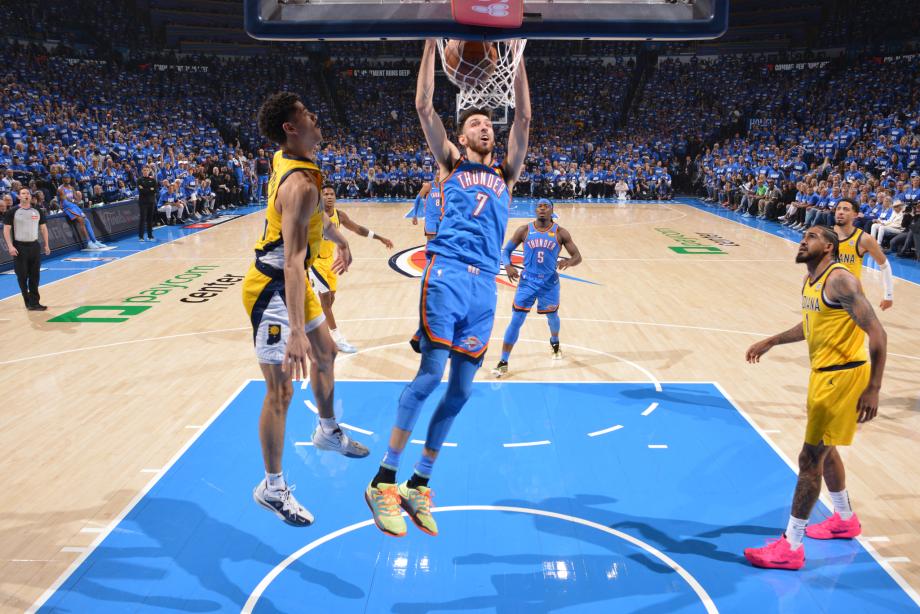 亚历山大34分 雷霆轻取步行者扳平总决赛总比分