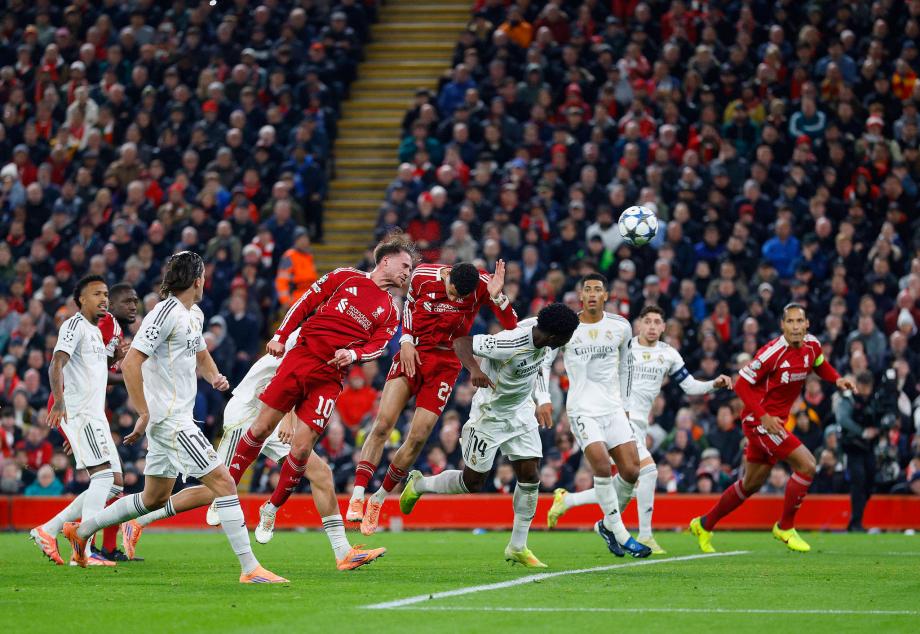 麦卡利斯特头球制胜 利物浦1-0送皇马欧冠首败